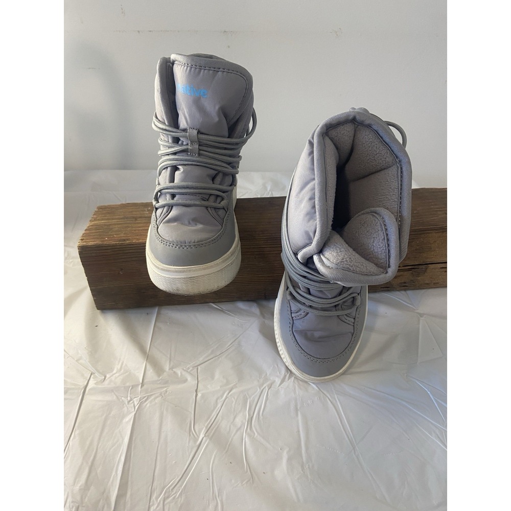 Kids Native Gray Chamonix Retro Elastic Wrap Up Lace‎ Free Boots-Size Child 12